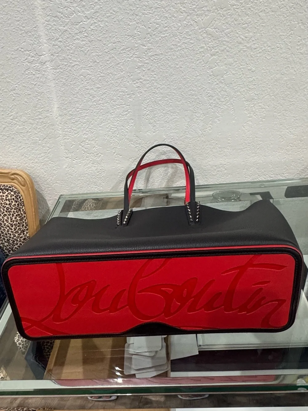 Christian Louboutin Cabata Calfskin Leather Tote with Red Interior